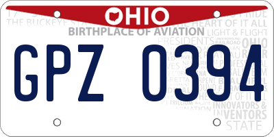 OH license plate GPZ0394
