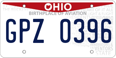 OH license plate GPZ0396