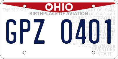 OH license plate GPZ0401