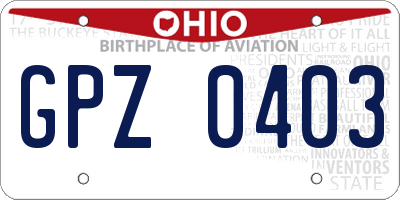 OH license plate GPZ0403