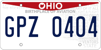 OH license plate GPZ0404