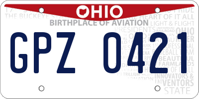 OH license plate GPZ0421