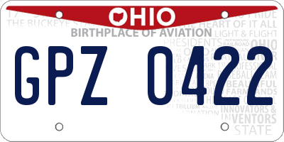 OH license plate GPZ0422