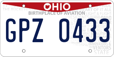 OH license plate GPZ0433