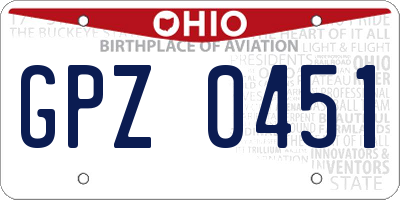 OH license plate GPZ0451