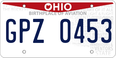 OH license plate GPZ0453
