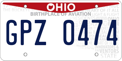 OH license plate GPZ0474