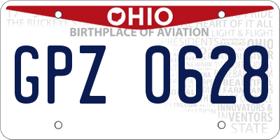 OH license plate GPZ0628