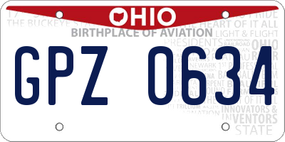 OH license plate GPZ0634