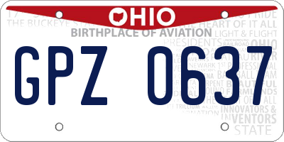 OH license plate GPZ0637