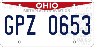 OH license plate GPZ0653