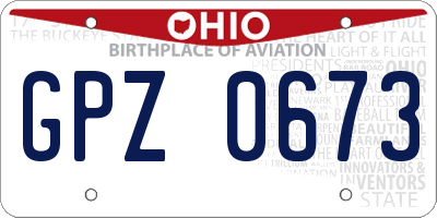 OH license plate GPZ0673