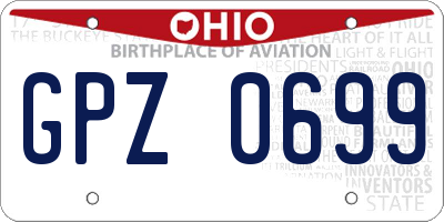 OH license plate GPZ0699
