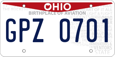 OH license plate GPZ0701