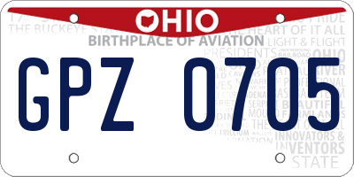 OH license plate GPZ0705