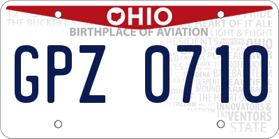 OH license plate GPZ0710