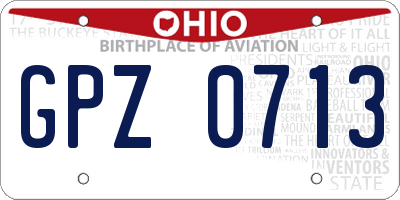 OH license plate GPZ0713