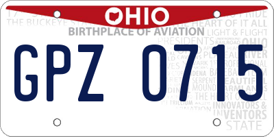 OH license plate GPZ0715