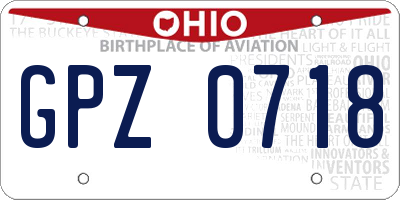 OH license plate GPZ0718