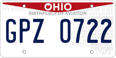 OH license plate GPZ0722