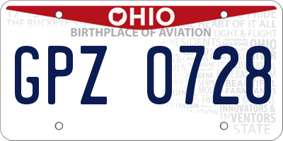 OH license plate GPZ0728