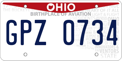 OH license plate GPZ0734