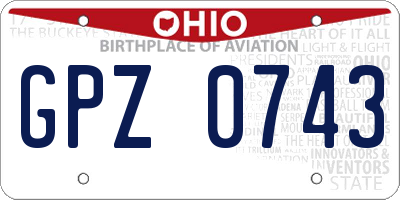 OH license plate GPZ0743