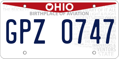 OH license plate GPZ0747