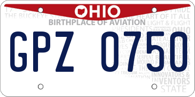 OH license plate GPZ0750