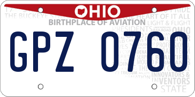 OH license plate GPZ0760
