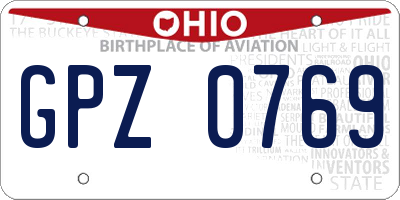 OH license plate GPZ0769