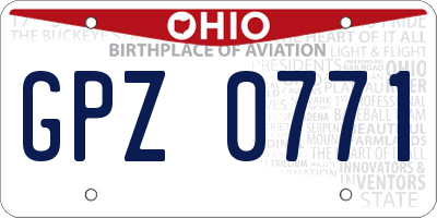 OH license plate GPZ0771