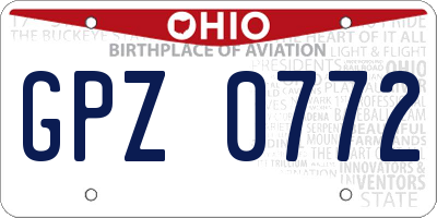 OH license plate GPZ0772