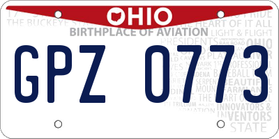 OH license plate GPZ0773