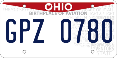 OH license plate GPZ0780
