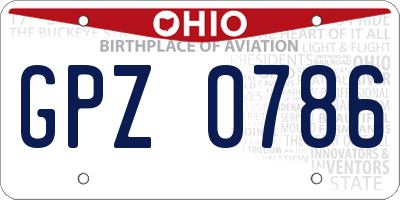 OH license plate GPZ0786
