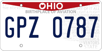 OH license plate GPZ0787