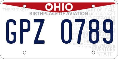 OH license plate GPZ0789