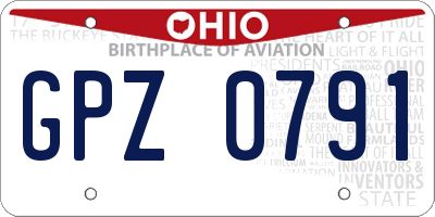 OH license plate GPZ0791