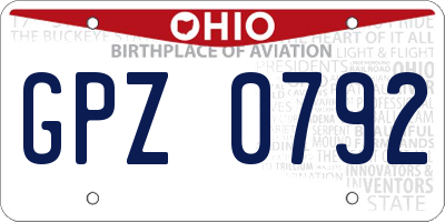 OH license plate GPZ0792