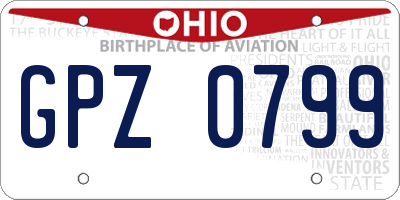 OH license plate GPZ0799