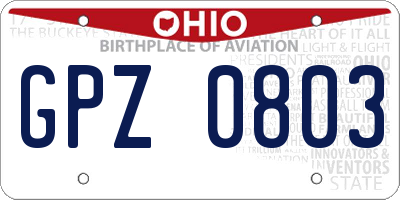 OH license plate GPZ0803