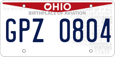 OH license plate GPZ0804