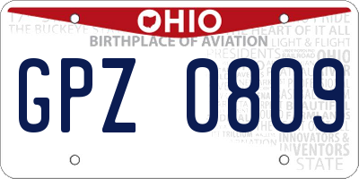OH license plate GPZ0809