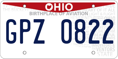OH license plate GPZ0822