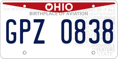 OH license plate GPZ0838