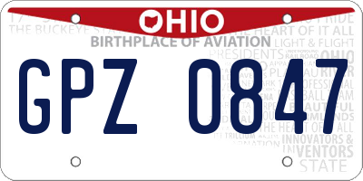 OH license plate GPZ0847