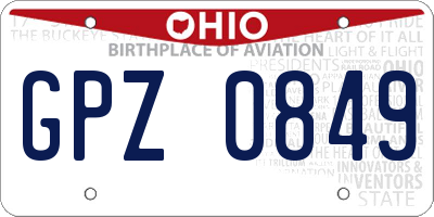 OH license plate GPZ0849