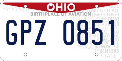 OH license plate GPZ0851
