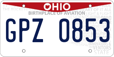 OH license plate GPZ0853